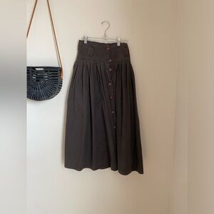Vintage Argee Brown Thick Band Modest MIDI Skirt, Size Large